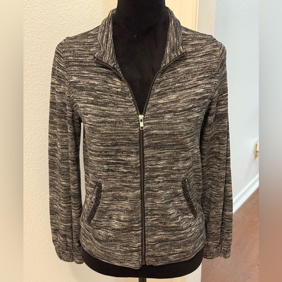 Juicy Couture Black & Grey Marbled Mock Turtleneck Jacket - Picture 1 of 6